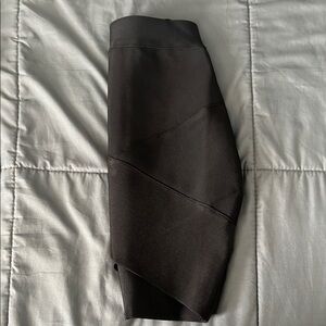 Cross Front Bodycon Mini Skirt Black Size XS